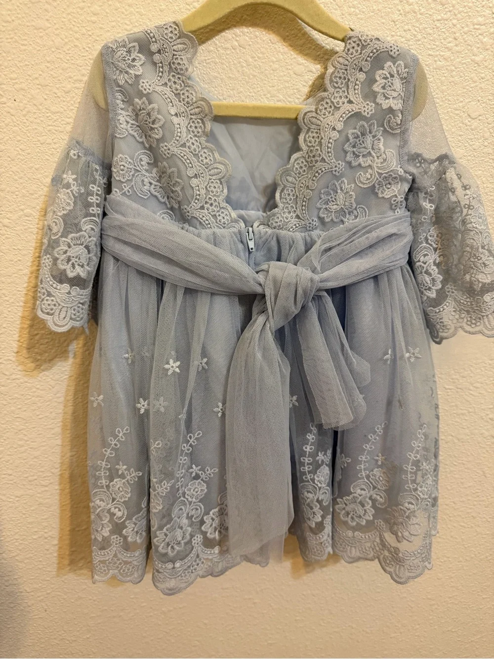 Girls Powder Blue Lace & Tulle Formal Dress party holidays floral design